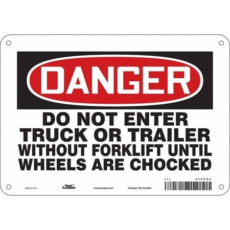 Safety Sign, 7 in Height, 10 in Width, Polyethylene, Vertical Rectangle, English, 476P84 MPN:476P84