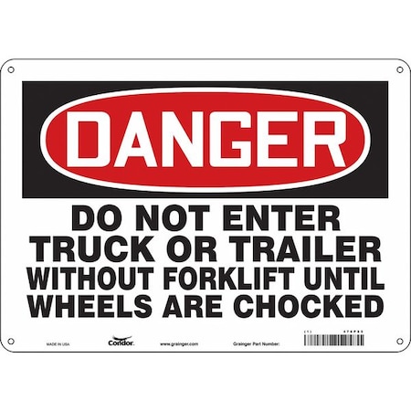Safety Sign, 10 in Height, 14 in Width, Polyethylene, Horizontal Rectangle, English, 476P85 MPN:476P85