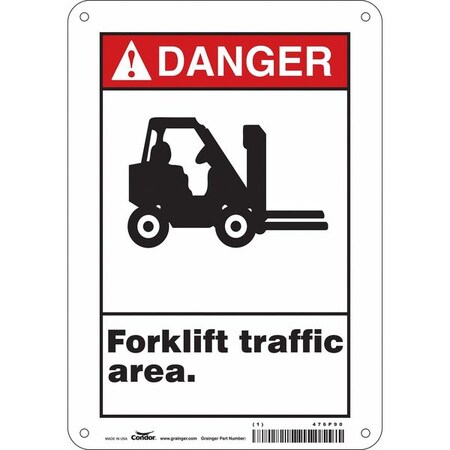 Safety Sign, 10 in Height, 7 in Width, Polyethylene, Horizontal Rectangle, English, 476P90 MPN:476P90