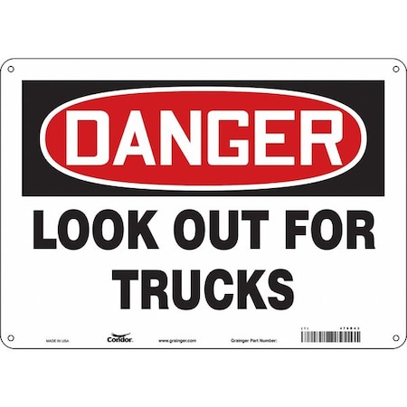 Safety Sign, 10 in Height, 14 in Width, Polyethylene, Horizontal Rectangle, English, 476R43 MPN:476R43