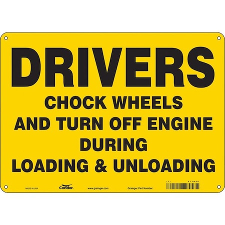 Safety Sign, 10 in Height, 14 in Width, Polyethylene, Horizontal Rectangle, English, 477D50 MPN:477D50