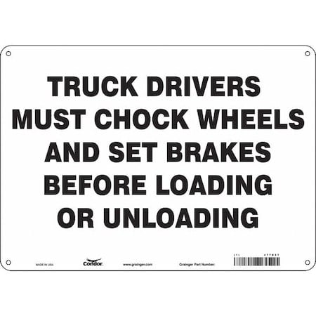 Safety Sign, 10 in Height, 14 in Width, Polyethylene, Horizontal Rectangle, English, 477D57 MPN:477D57