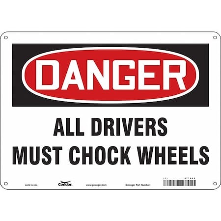 Safety Sign, 10 in Height, 14 in Width, Aluminum, Horizontal Rectangle, English, 477D95 MPN:477D95