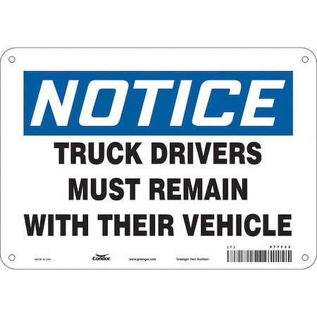 Safety Sign, 7 in Height, 10 in Width, Aluminum, Vertical Rectangle, English, 477F22 MPN:477F22