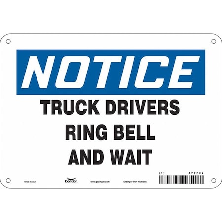 Safety Sign, 7 in Height, 10 in Width, Aluminum, Vertical Rectangle, English, 477F29 MPN:477F29