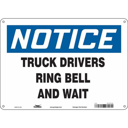 Safety Sign, 10 in Height, 14 in Width, Vinyl, Horizontal Rectangle, English, 477F35 MPN:477F35