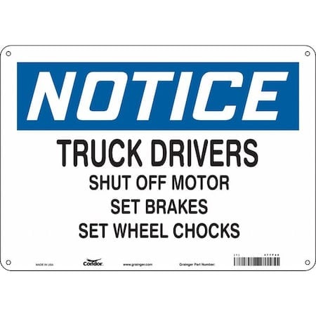 Safety Sign, 10 in Height, 14 in Width, Polyethylene, Horizontal Rectangle, English, 477F40 MPN:477F40