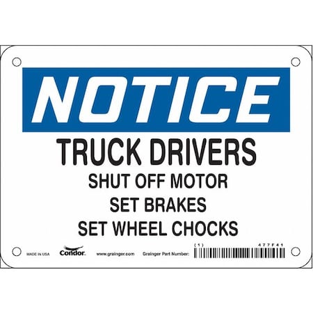 Safety Sign, 5 in Height, 7 in Width, Vinyl, Horizontal Rectangle, English, 477F41 MPN:477F41