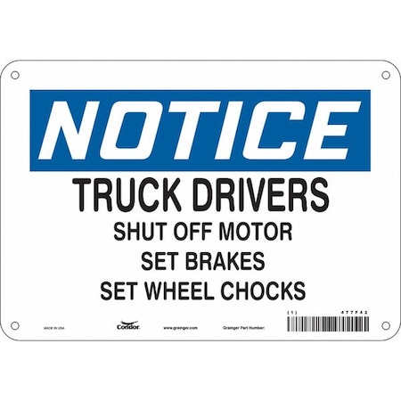 Safety Sign, 7 in Height, 10 in Width, Vinyl, Vertical Rectangle, English, 477F42 MPN:477F42