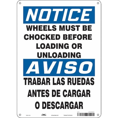 Safety Sign, 14 in Height, 10 in Width, Aluminum, Vertical Rectangle, English, Spanish, 477F67 MPN:477F67