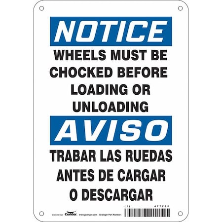 Safety Sign, 10 in H, 7 in W, Polyethylene, Horizontal Rectangle, English, Spanish, 477F68 MPN:477F68