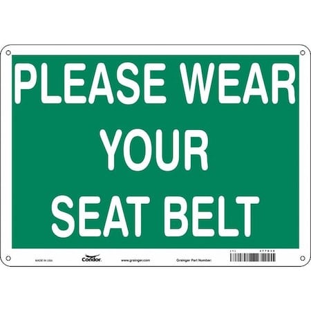 Safety Sign, 10 in Height, 14 in Width, Polyethylene, Horizontal Rectangle, English, 477G38 MPN:477G38