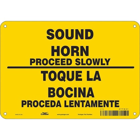 Safety Sign, 7 in H, 10 in W, Aluminum, Vertical Rectangle, English, Spanish, 477G41 MPN:477G41