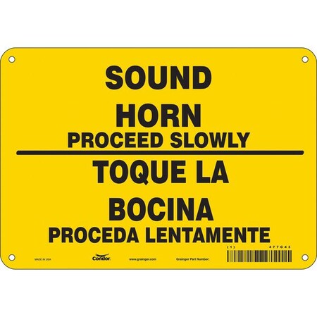 Safety Sign, 7 in H, 10 in W, Polyethylene, Vertical Rectangle, English, Spanish, 477G43 MPN:477G43
