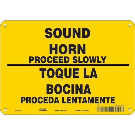 Safety Sign, 7 in H, 10 in W, Vinyl, Vertical Rectangle, English, Spanish, 477G45 MPN:477G45