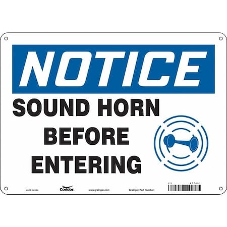 Safety Sign, 10 in Height, 14 in Width, Polyethylene, Horizontal Rectangle, English, 477J01 MPN:477J01