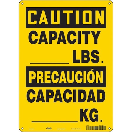 Caution, CAPACITY _ lb/CAPACIDAD _ KG., 10 in W x 14 in H, Vertical Rectangle MPN:477L31