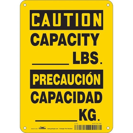 Safety Sign, 10 in H, 7 in W, Polyethylene, Horizontal Rectangle, English, Spanish, 477L32 MPN:477L32