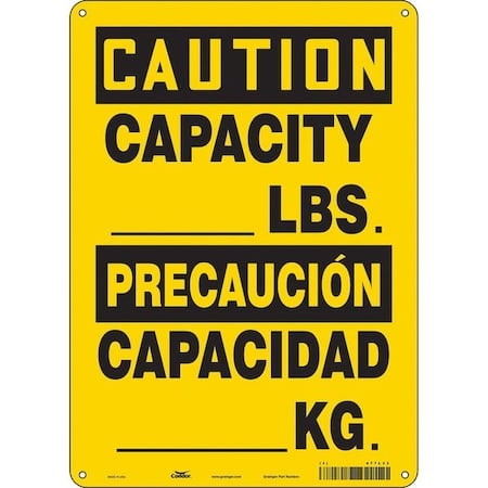 Caution, CAPACITY _ lb/CAPACIDAD _ KG., 10 in W x 14 in H, Vertical Rectangle MPN:477L33