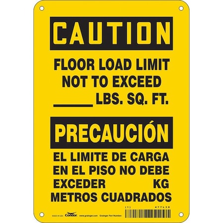 Safety Sign, 10 in H, 7 in W, Polyethylene, Horizontal Rectangle, English, Spanish, 477L38 MPN:477L38