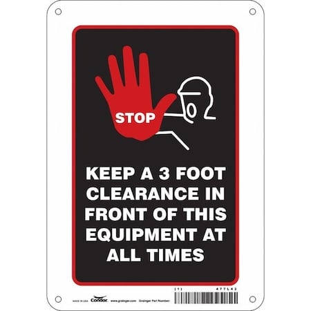 Safety Sign, 10 in Height, 7 in Width, Aluminum, Horizontal Rectangle, English, 477L42 MPN:477L42