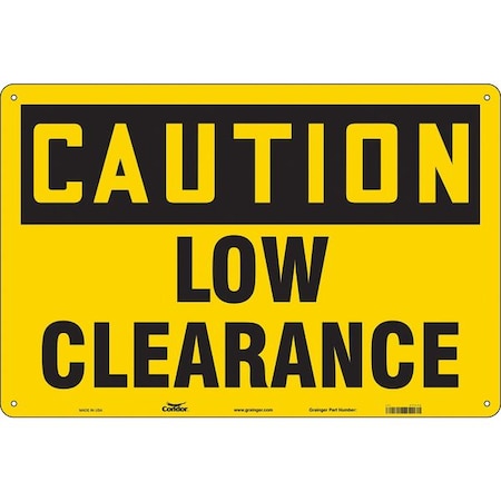 Caution, LOW CLEARANCE, 36 in W x 24 in H, Horizontal Rectangle, Aluminum, 477L72 MPN:477L72