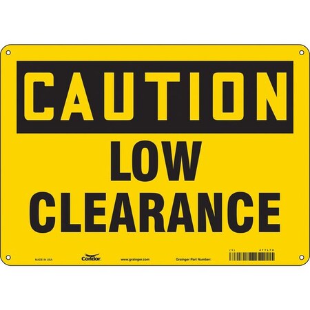 Caution, LOW CLEARANCE, 14 in W x 10 in H, Horizontal Rectangle, Vinyl, 477L78 MPN:477L78