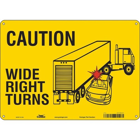 Traffic Sign, 10 in H, 14 in W, Polyethylene, Horizontal Rectangle, English, 477R37 MPN:477R37