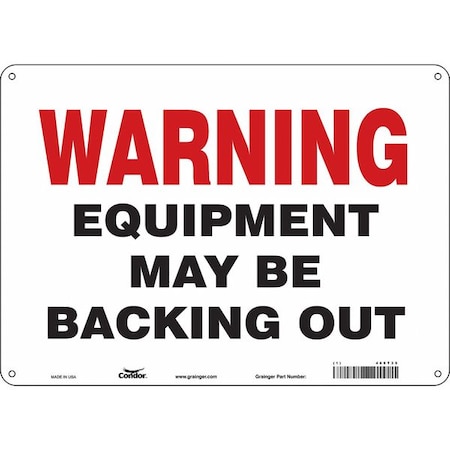 Warning EQUIPMENT MAY BE BACKING OUT, 14 in W x 10 in H, Horizontal Rectangle, Aluminum, 477T35 MPN:477T35