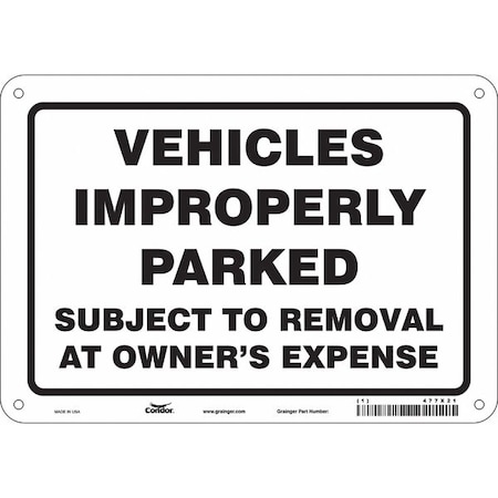 Improperly Parked Vehicles Sign, 7