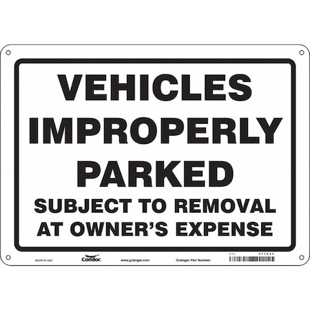 Improperly Parked Vehicles Sign, 10