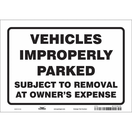 Improperly Parked Vehicles Sign, 7