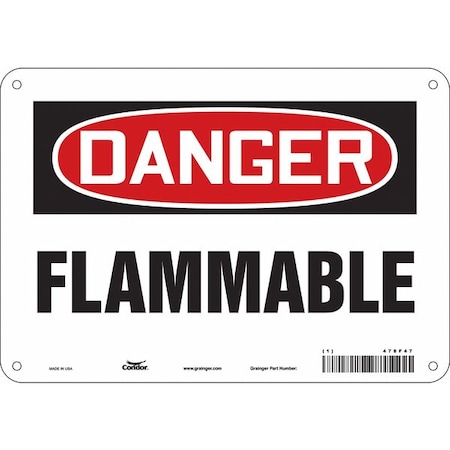 Danger Sign, 7 in H, 10 in W, Polyethylene, Vertical Rectangle, English, 478F47 MPN:478F47