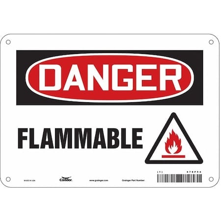 Danger Sign, 7 in H, 10 in W, Polyethylene, Vertical Rectangle, English, 478F54 MPN:478F54