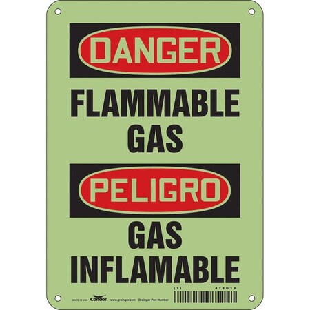 Safety Sign, 10 in H, 7 in W, Polyethylene, Horizontal Rectangle, English, Spanish, 478G19 MPN:478G19