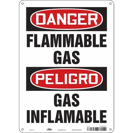 Safety Sign, 14 in Height, 10 in Width, Polyethylene, Vertical Rectangle, English, Spanish, 478G22 MPN:478G22