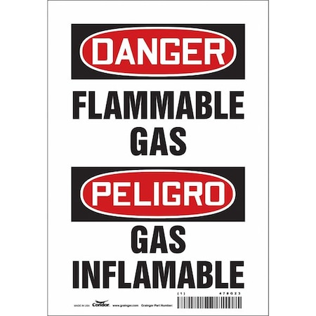 Safety Sign, 10 in Height, 7 in Width, Vinyl, Horizontal Rectangle, English, Spanish, 478G23 MPN:478G23
