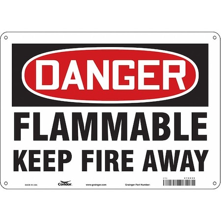 Danger Sign, 10 in H, 14 in W, Polyethylene, Horizontal Rectangle, English, 478G29 MPN:478G29