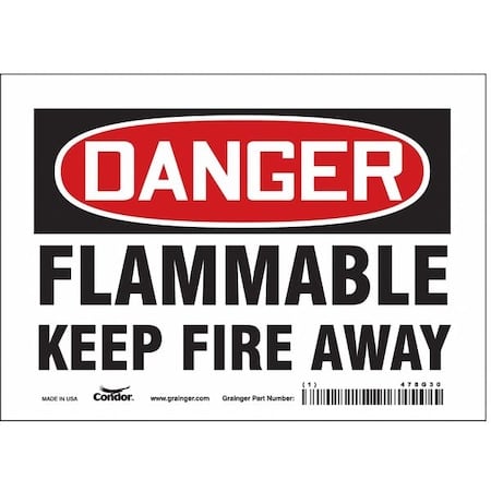 Danger Sign, 5 in H, 7 in W, Vinyl, Horizontal Rectangle, English, 478G30 MPN:478G30