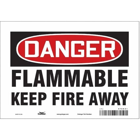 Danger Sign, 7 in H, 10 in W, Vinyl, Vertical Rectangle, English, 478G31 MPN:478G31