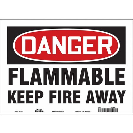 Danger Sign, 10 in H, 14 in W, Vinyl, Horizontal Rectangle, English, 478G32 MPN:478G32