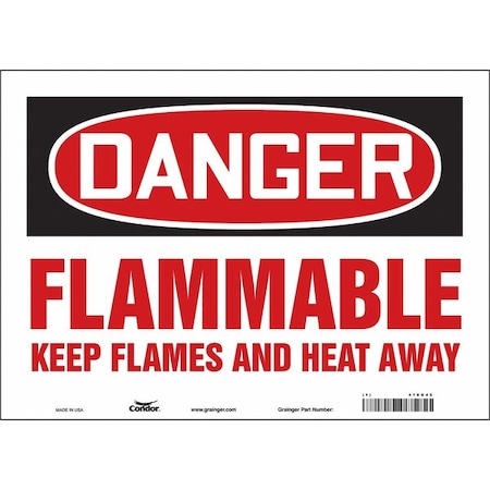 Danger Sign, 10 in H, 14 in W, Vinyl, Horizontal Rectangle, English, 478G45 MPN:478G45
