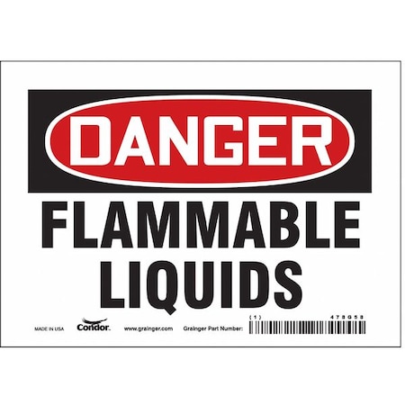 Danger Sign, 5 in H, 7 in W, Vinyl, Horizontal Rectangle, English, 478G58 MPN:478G58