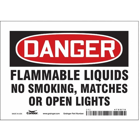 Safety Sign, 5 in H, 7 in W, Vinyl, Horizontal Rectangle, English, 478G78 MPN:478G78
