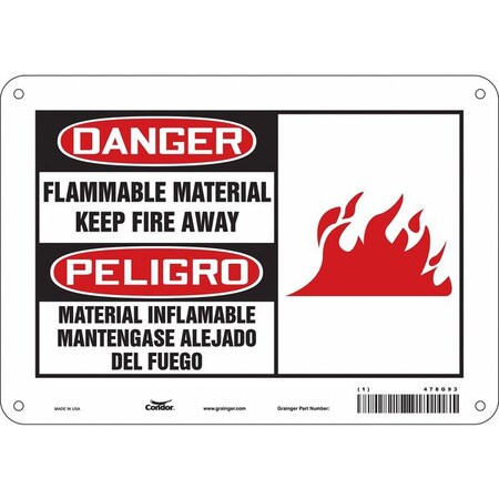 Safety Sign, 7 in H, 10 in W, Vertical Rectangle, English, Spanish, 478G93 MPN:478G93