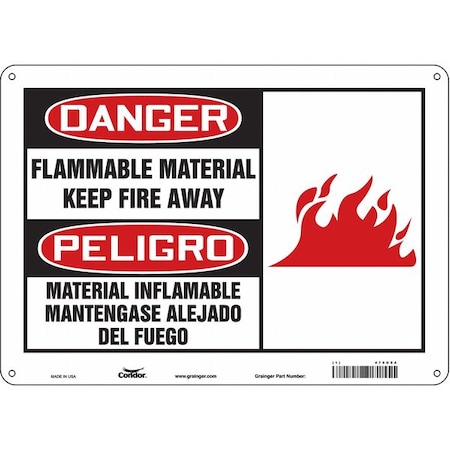 Safety Sign, 10 in H, 14 in W, Horizontal Rectangle, English, Spanish, 478G94 MPN:478G94
