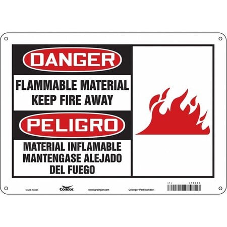 Danger Sign, 10 in Height, 14 in Width, Polyethylene, Horizontal Rectangle, English, Spanish MPN:478G96