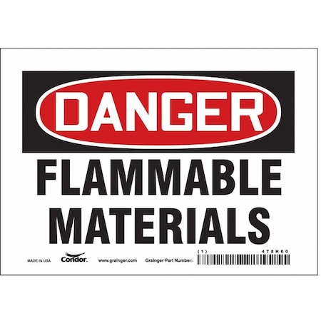 Danger Sign, 5 in H, 7 in W, Vinyl, Horizontal Rectangle, English, 478H60 MPN:478H60