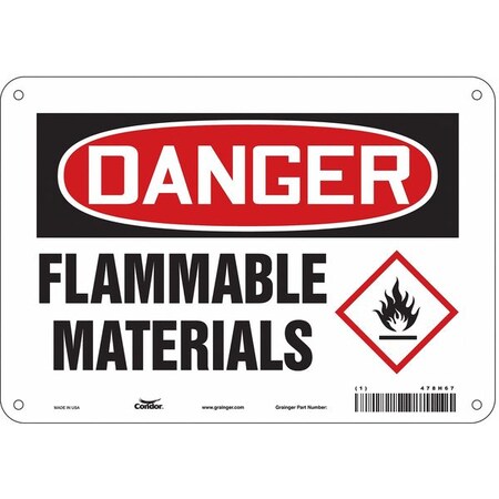 Danger Sign, 7 in H, 10 in W, Polyethylene, Vertical Rectangle, English, 478H67 MPN:478H67