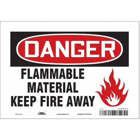 Danger Sign, 7 in H, 10 in W, Vinyl, Vertical Rectangle, English, 478H75 MPN:478H75